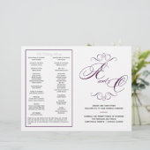 Elegant Script Wedding Program - Eggplant Paars (Staand voorkant)