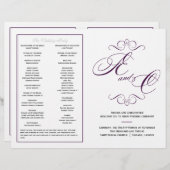 Elegant Script Wedding Program - Eggplant Paars (Voorkant / Achterkant)