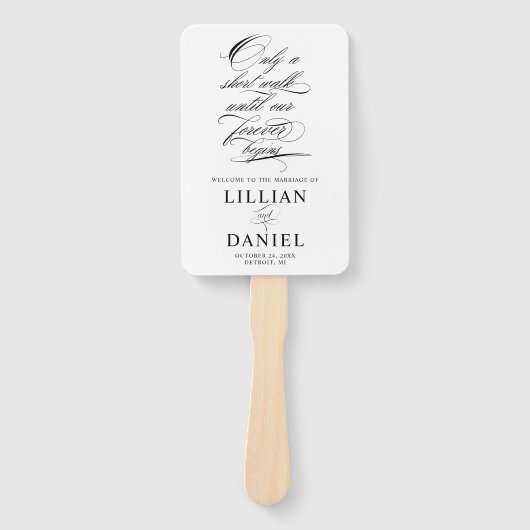 Elegant Script Wedding Program Hand Fan Handwaaier (Voorkant)