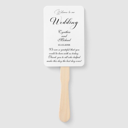 Elegant Script Wedding Program Handwaaier (Voorkant)