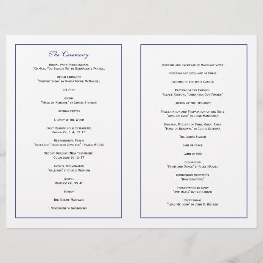 Elegant Script Wedding Program - Navy (Achterkant)