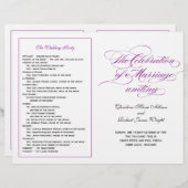 Elegant Script Wedding Program - Paars (Voorkant / Achterkant)