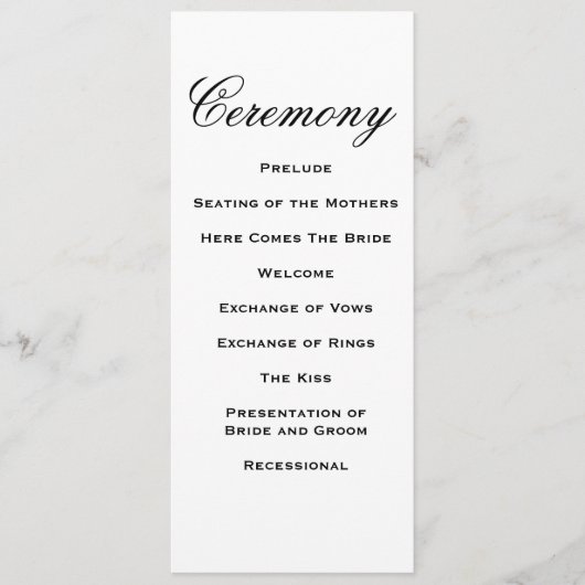 Elegant Script Wedding Program Programmakaart (Voorkant)
