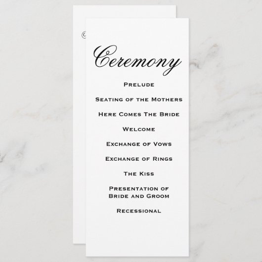 Elegant Script Wedding Program Programmakaart (Voorkant / Achterkant)