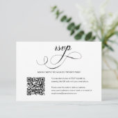 Elegant Script Wedding QR Code Foto RSVP Card (Staand voorkant)