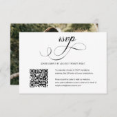 Elegant Script Wedding QR Code Foto RSVP Card (Voorkant / Achterkant)