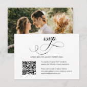 Elegant Script Wedding QR Code Foto RSVP Card Kaartje (Voorkant / Achterkant)