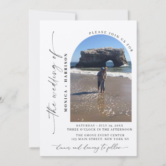 Elegant Script Wedding QR Code Invitation Kaart (Voorkant)