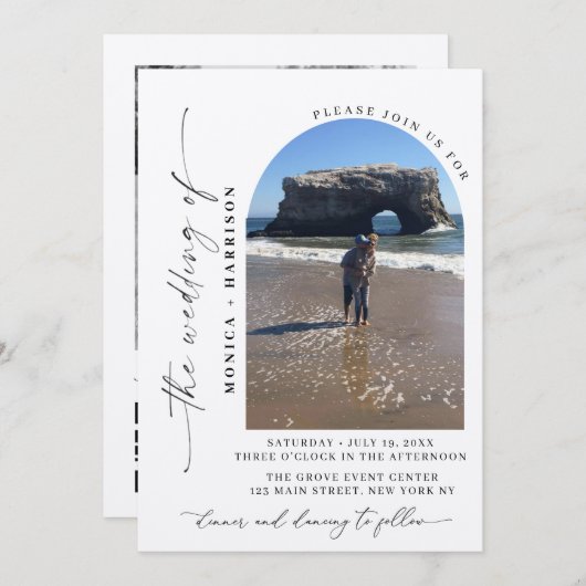 Elegant Script Wedding QR Code Invitation Kaart (Voorkant / Achterkant)