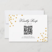 Elegant Script Wedding QR RSVP Gold Confetti Kaartje (Voorkant)