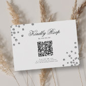Elegant Script Wedding QR RSVP Silver Confetti