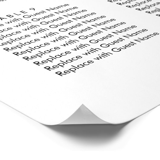 Elegant Script Wedding Reception Sezing Chart Poster (Hoek)