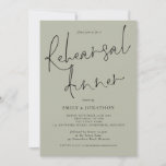 Elegant Script Wedding Rehearsal Dinner Light Sage Kaart<br><div class="desc">Elegant Script Wedding Rehearsal Dinner Light Sage Dit moderne sage-groene ontwerp heeft elegant informeel setscript voor repetitief Dinner en de rest van de typografie die u gemakkelijk kunt personaliseren. U kunt tekst en achtergrondkleuren aan beide zijden ook wijzigen als u dit wenst via de optie Verdere aanpassing.</div>