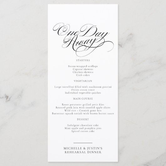 Elegant Script Wedding Repetitie Diner Menu (Voorkant)
