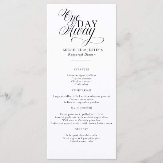 Elegant Script Wedding Repetitie Diner Menu (Voorkant)