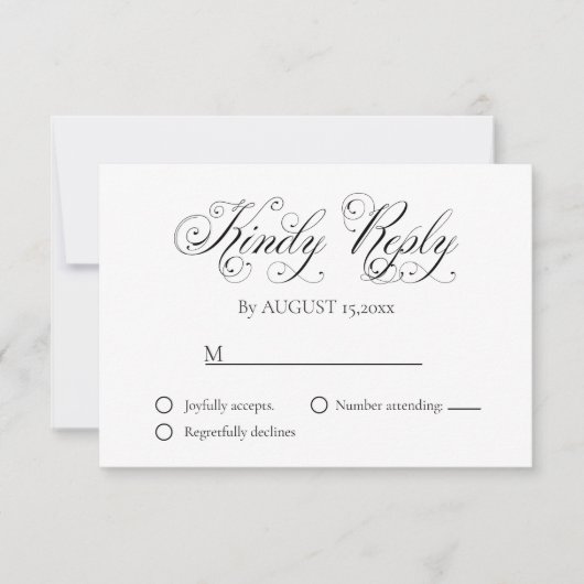Elegant Script Wedding Response Kaart (Voorkant)