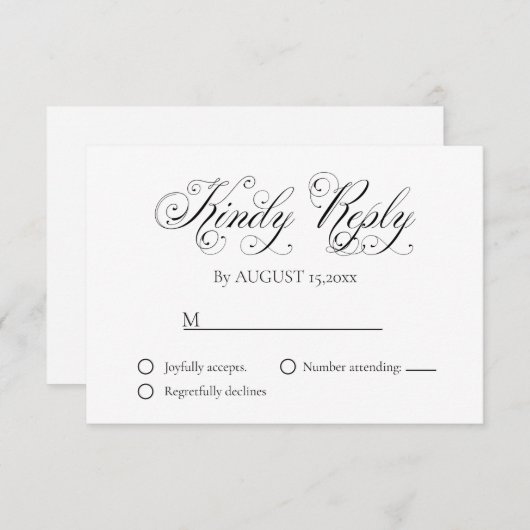 Elegant Script Wedding Response Kaart (Voorkant / Achterkant)