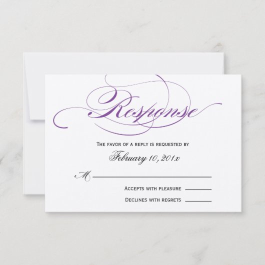 Elegant Script Wedding Response RSVP Kaartje (Voorkant)