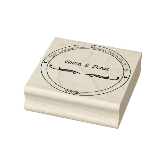 Elegant Script Wedding Return Address Stamp Rubberstempel (Stempel)