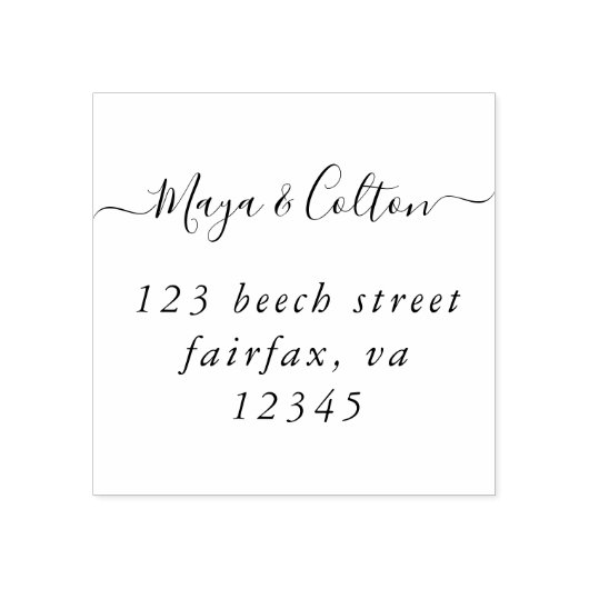 Elegant Script Wedding Return-adres Rubberstempel (Afrduk)