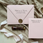 Elegant Script Wedding Return-adres Zelfinktende Stempel<br><div class="desc">Eenvoudig,  elegant adres van de trouwterugkeer zelfinkende zegel,  die uw namen in formeel zwart manuscript en uw adres in sans serif doopvont kenmerkt.</div>