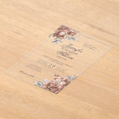 Elegant Script Wedding Rose Gold Rustic Floral  Acryl Uitnodigingen (Laagn)