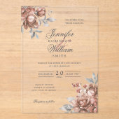 Elegant Script Wedding Rose Gold Rustic Floral  Acryl Uitnodigingen (Voorkant)
