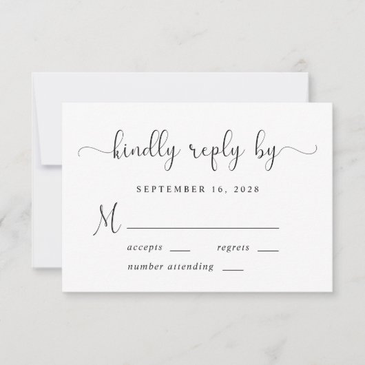 Elegant Script Wedding RSVP Kaartje (Voorkant)