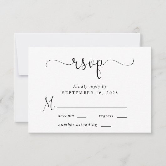 Elegant Script Wedding RSVP Kaartje (Voorkant)