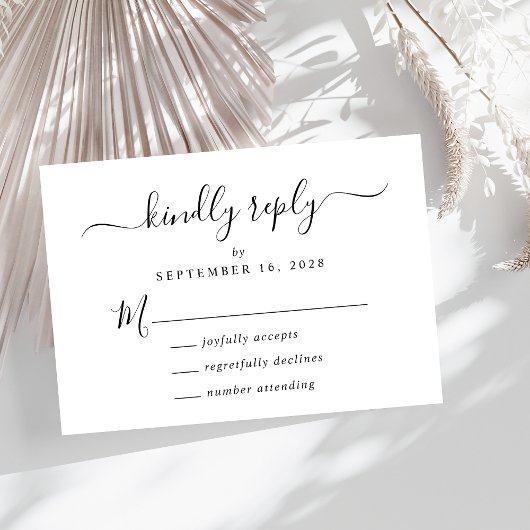 Elegant Script Wedding RSVP Kaartje