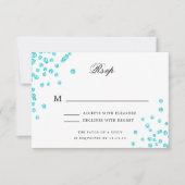 Elegant Script Wedding RSVP Turquoise Confetti Kaartje (Voorkant)