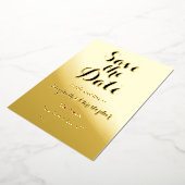 Elegant Script Wedding Save the Date Black Gold Folie Uitnodiging (Gedraaid)