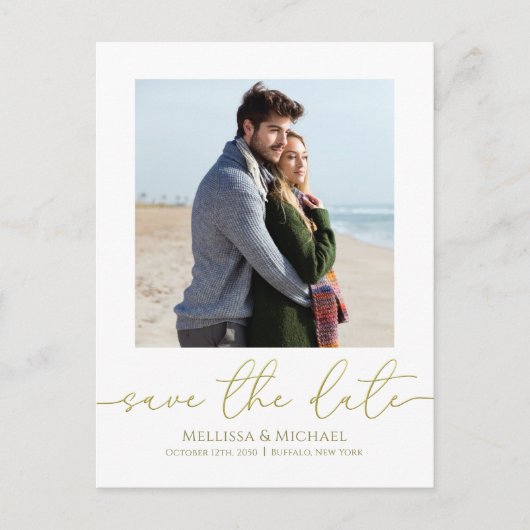 Elegant Script Wedding Save the Date Foto Briefkaart (Voorkant)