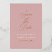 Elegant Script Wedding Save the Date Roos Gold Folie Uitnodiging (Voorkant)