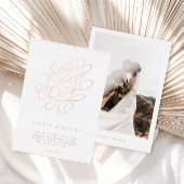 Elegant Script Wedding Save the Date Roos Gold Folie Uitnodiging