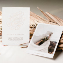 Elegant Script Wedding Save the Date Roos Gold