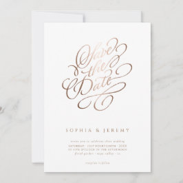 Elegant Script Wedding Save the Date Roos Gold Kaart