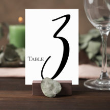Elegant Script Wedding Table Number Card