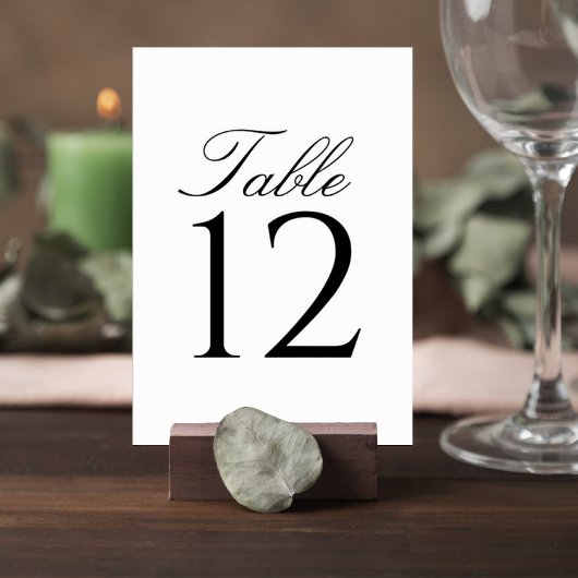 Elegant Script Wedding Table Number Card Kaart