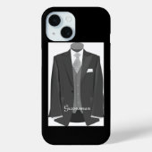 Elegant Script Wedding Tuxedo Suit Groomsman Case-Mate iPhone Case (Achterkant)