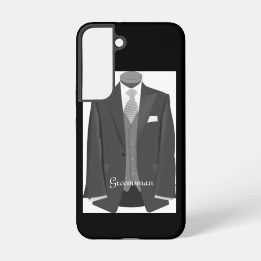 Elegant Script Wedding Tuxedo Suit Groomsman Samsung Galaxy Hoesje (Achterkant)