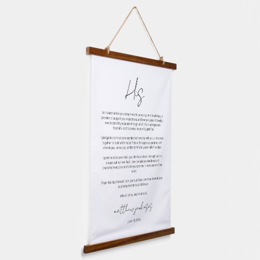 Elegant Script Wedding Vows Jubileum Hangend Wandkleed (Gebogen)