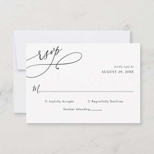 Elegant Script Weduwend Simple Rsvp Card (Voorkant)
