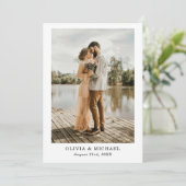 Elegant Script Weduwfoto Hartelijk kaart (Staand voorkant)