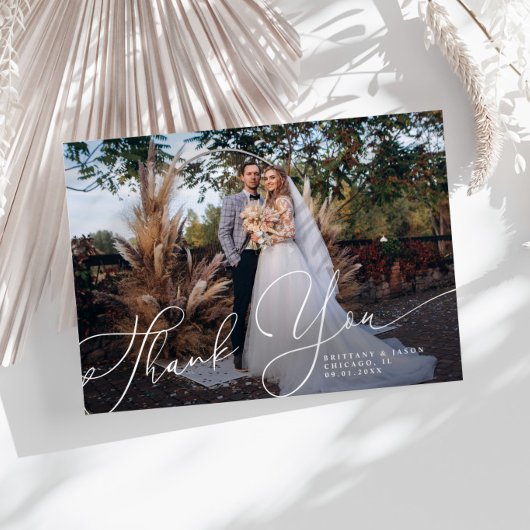 Elegant Script Weduwfoto Hartelijk kaart