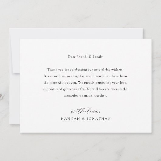 Elegant Script Weduwfoto Hartelijk kaart (Achterkant)