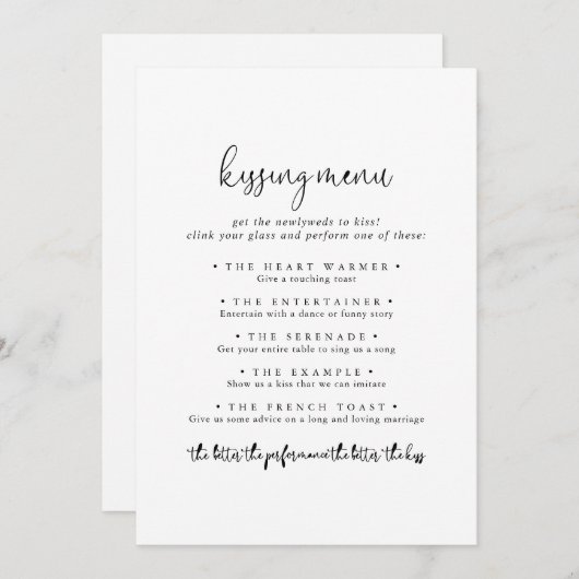 Elegant Script Weduwsmenu Spaarkaart (Voorkant / Achterkant)