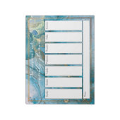 Elegant Script Weekly Planner Blauwgroen & Gold Ar Notitieblok (Linkerzijde)