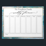 Elegant Script Weekly Planner Blauwgroen & Gold Ar Notitieblok<br><div class="desc">In dit gewaagde, artistieke ontwerp, werd de uitdrukking "wekelijkse planner"teruggegeven in een prachtige luxe manuscriptdoopvont en is geplaatst, als grafisch, bij de bovenkant van de pagina. Gebruik de velden sjabloon om uw gegevens toe te voegen zoals u dat nodig acht. Achter alle elementen die ik heb toegevoegd, heb ik een...</div>