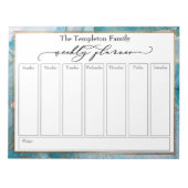 Elegant Script Weekly Planner Blauwgroen & Gold Ar Notitieblok (Voorkant)
